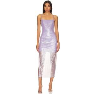 Astr Lavender Iridescent Sequin Midi Dress